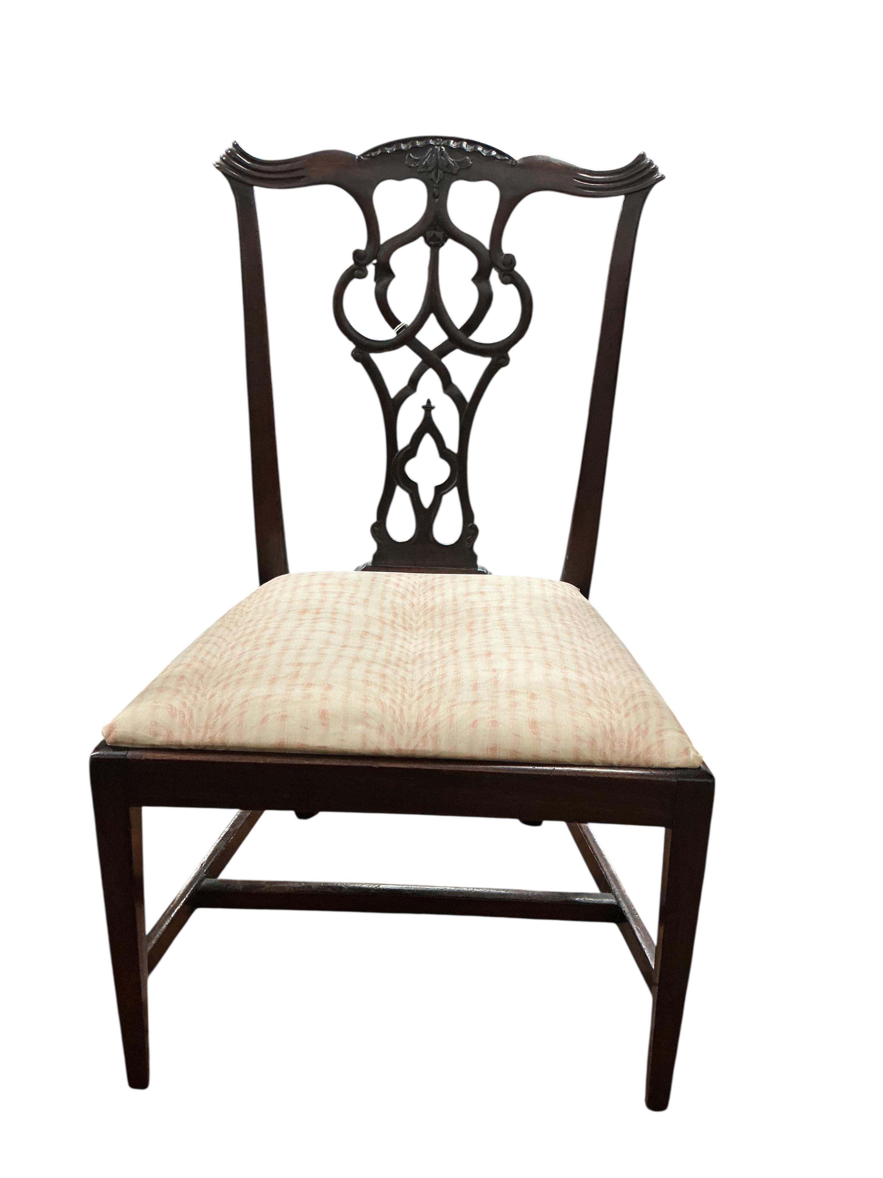 A low antique chair with well carved back - either a nursing chair, or possibly apprentice, and a chair with carved top (believe Brittany 1920s), width 55cm, depth 45cm, height 89cm